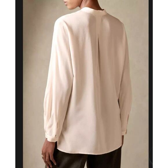 Theory Blouse Silk Long Sleeve Round Collar Size M - Picture 1 of 4